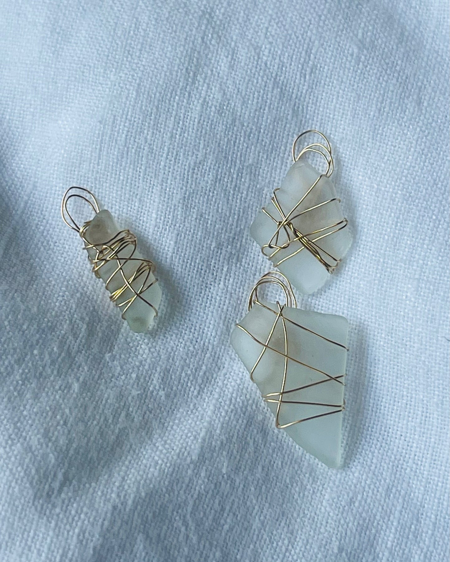 A stylish set of translucent sea glass pendants - translucent beauty and charm.