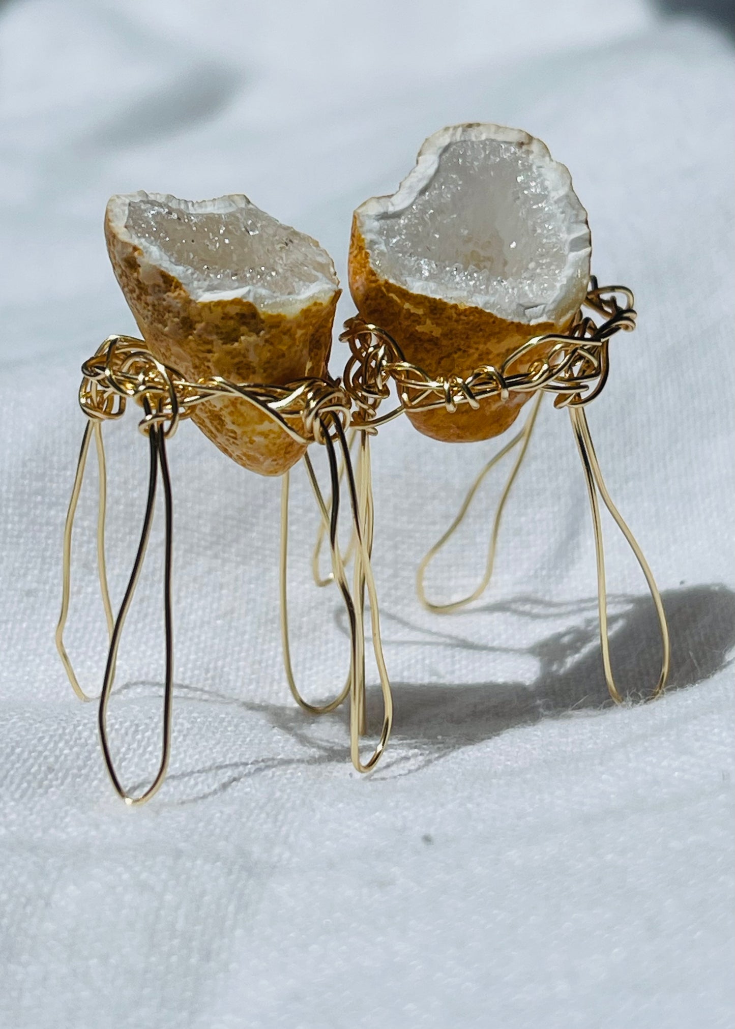 Wise Rocks White Geode White Crystal Heart Shaped Twins Pedestal