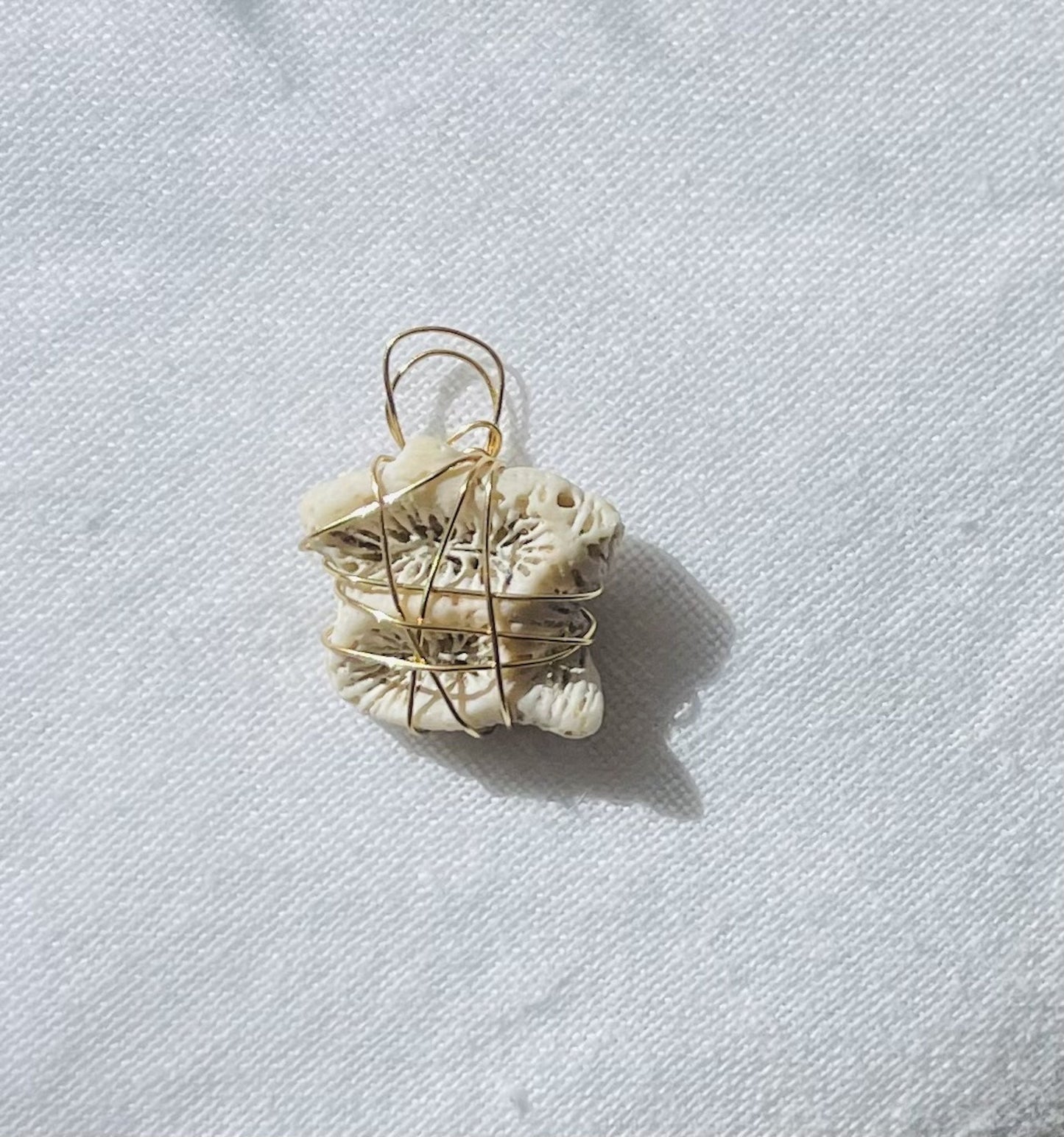 Star-shaped coral pendant with gold-coloured wire - a unique Australian treasure