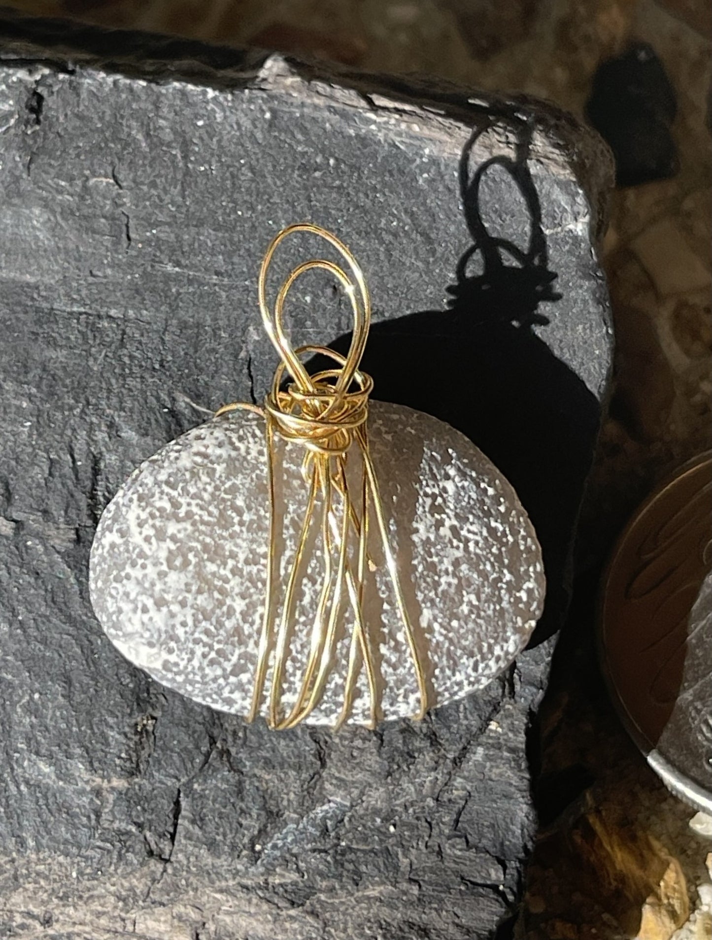 Navy-Grey Textured Pendant – A Rare Sensory Delight