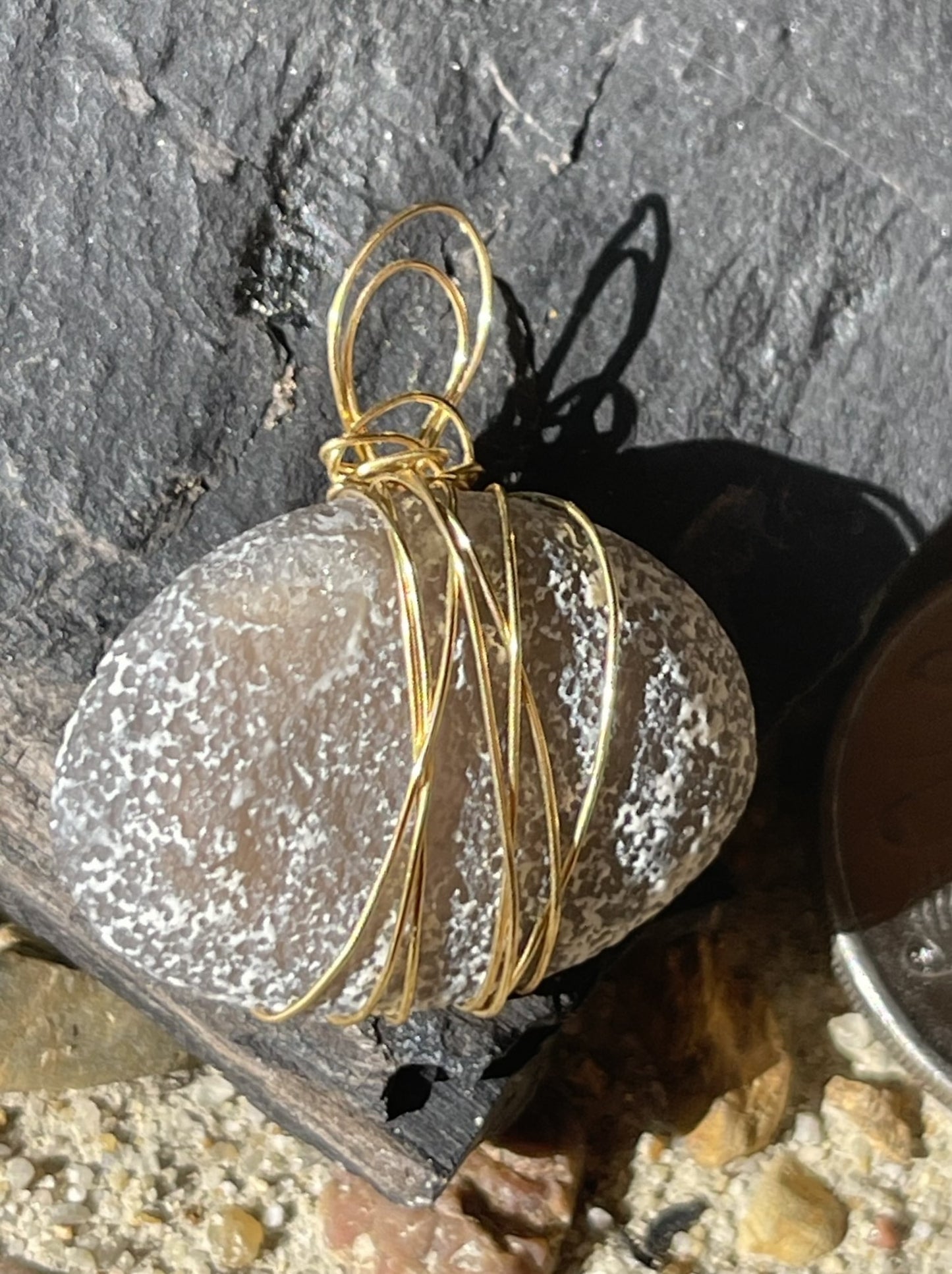 Navy-Grey Textured Pendant – A Rare Sensory Delight