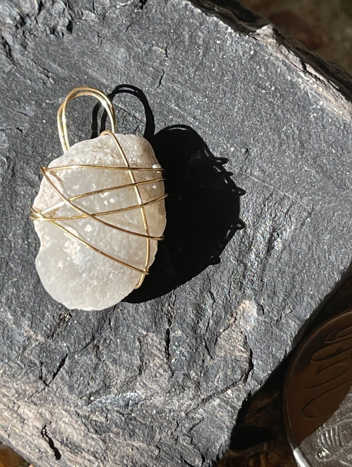 Bean-Shaped Alien Glass Pendant