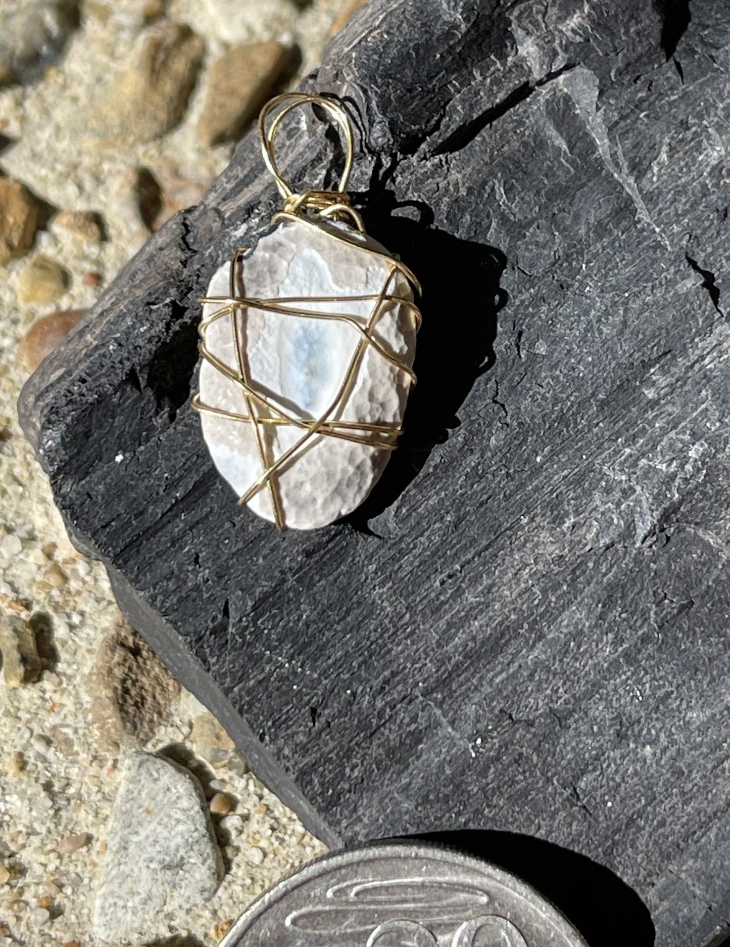 Navy and White Alien Pendant – Otherworldly Elegance