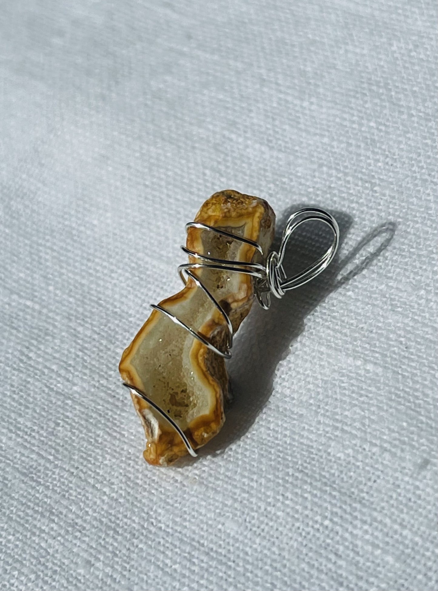 Yellow and Cream Pendant - Alive Honey Rock