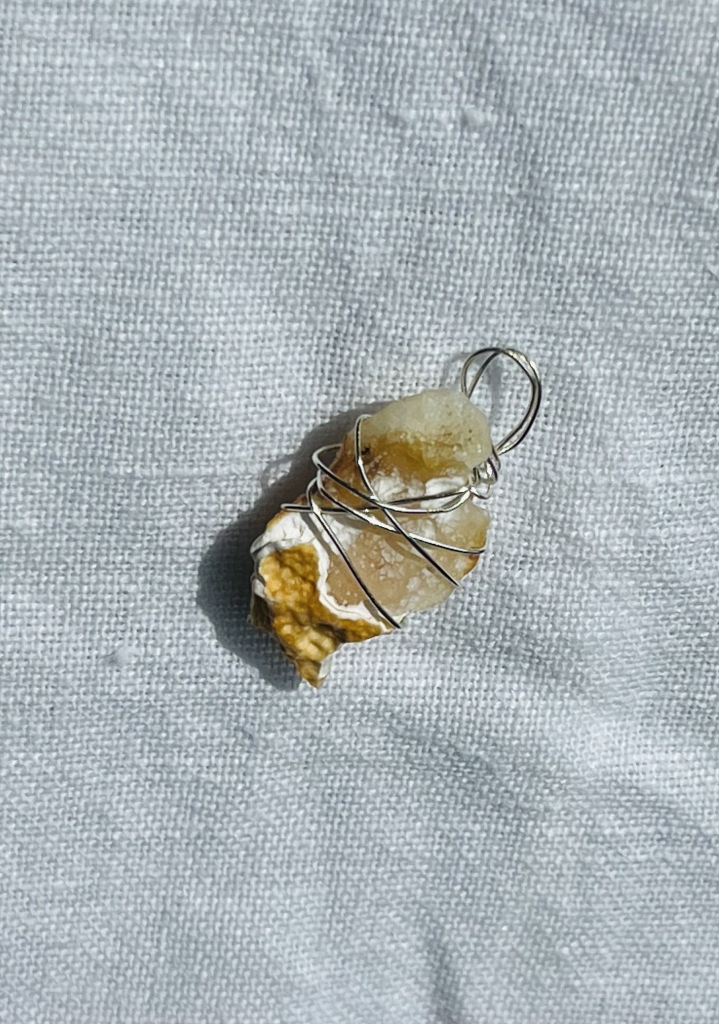 Sparkly Geode Yellow Pendant