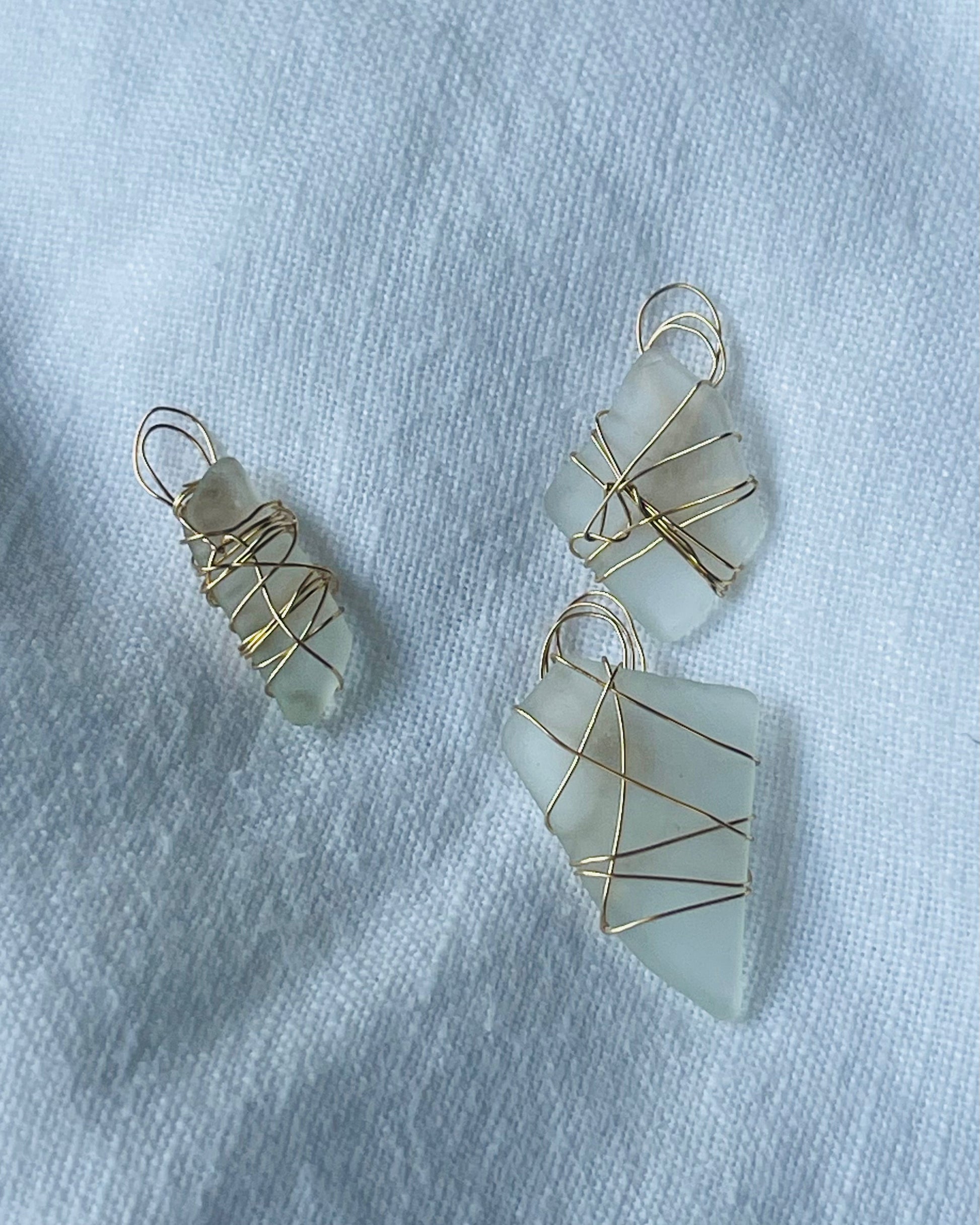 A stylish set of translucent sea glass pendants - translucent beauty and charm.