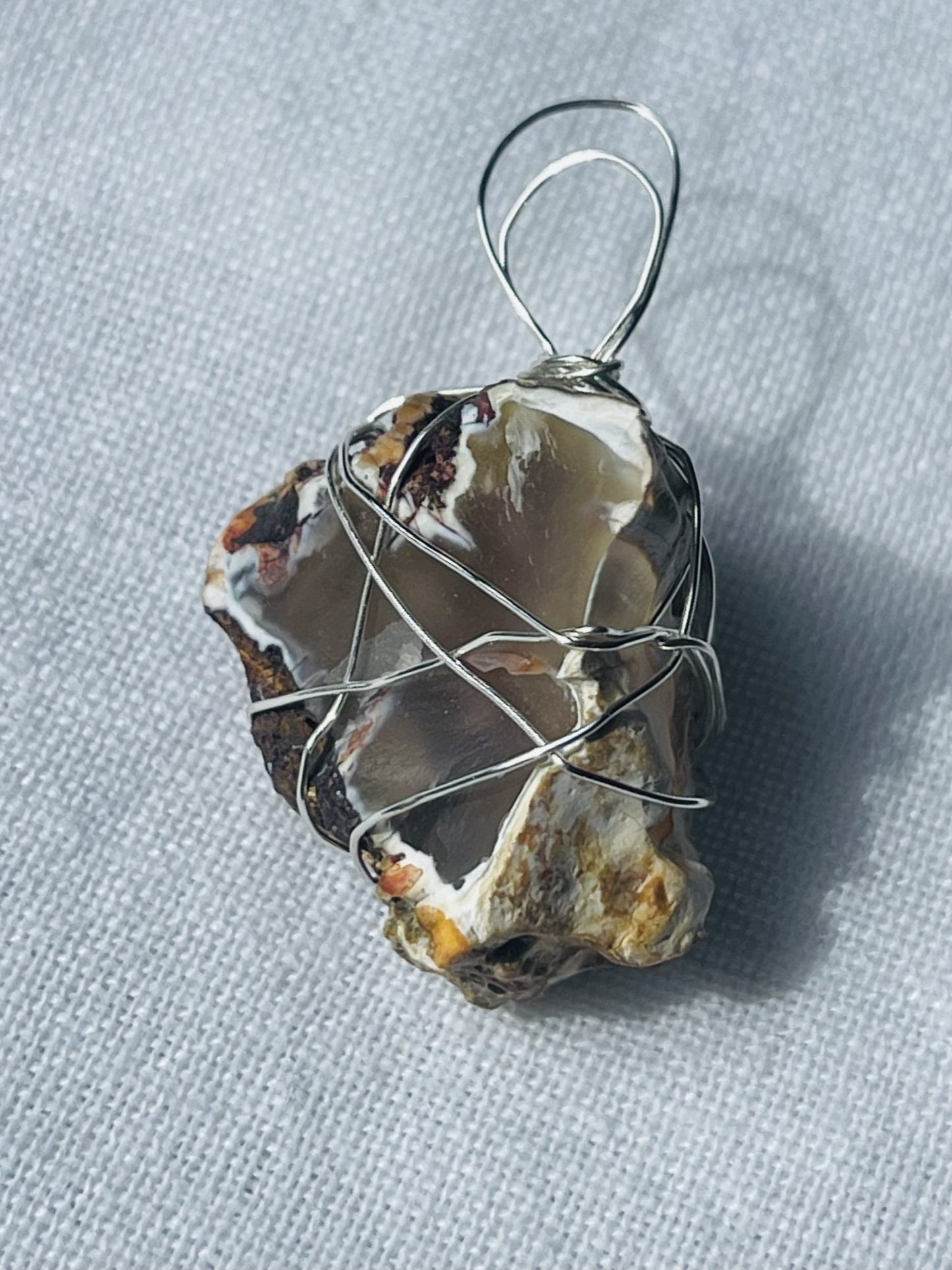Smokey Grey & Champagne Wise Rock Pendant